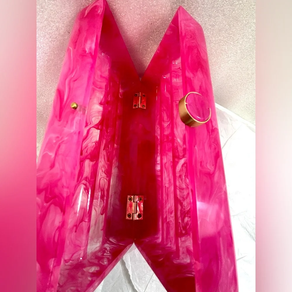 cult gaia Pink Marbled Enid Box Clutch